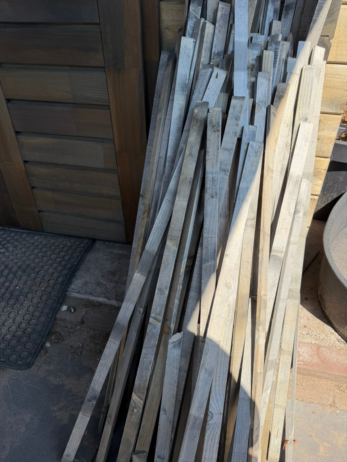 Houten latjes gratis, Tuin en Terras, Palen, Balken en Planken, Ophalen, Zo goed als nieuw, Minder dan 180 cm, Planken