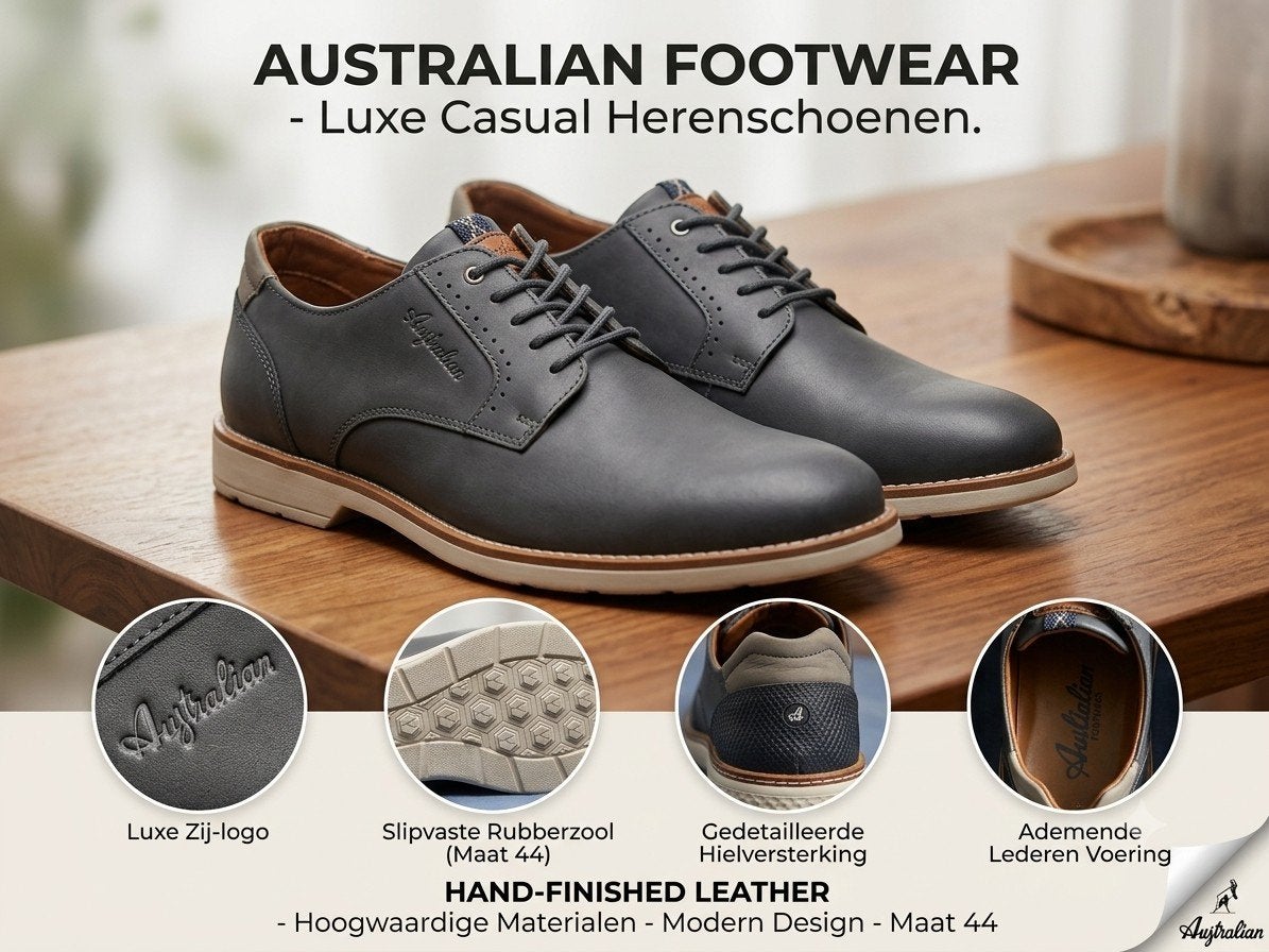 Australian Footwear Herenschoenen Maat 44 - Zgan, Zwart, Ophalen of Verzenden, Veterschoenen, Australian Footwear