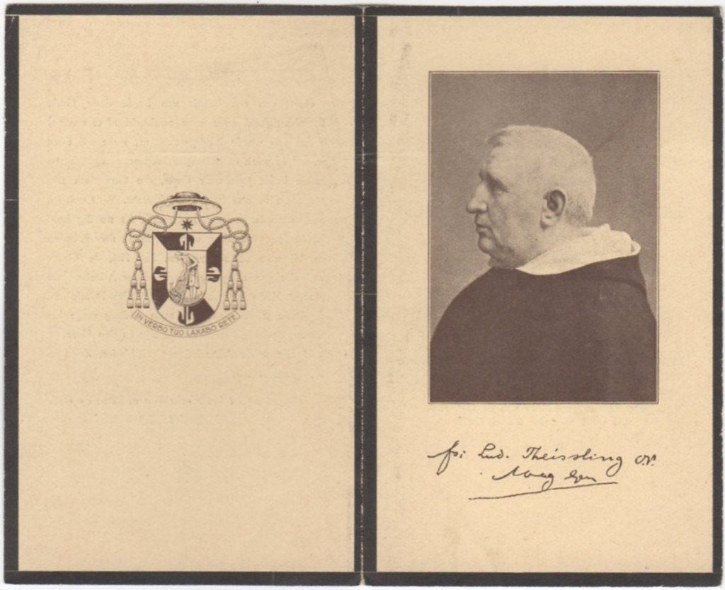 Huissen Ludovicus Theissling 1856 Alkmaar + 1925 Rome, 69 jr, Verzamelen, Bidprentjes en Rouwkaarten, Verzenden