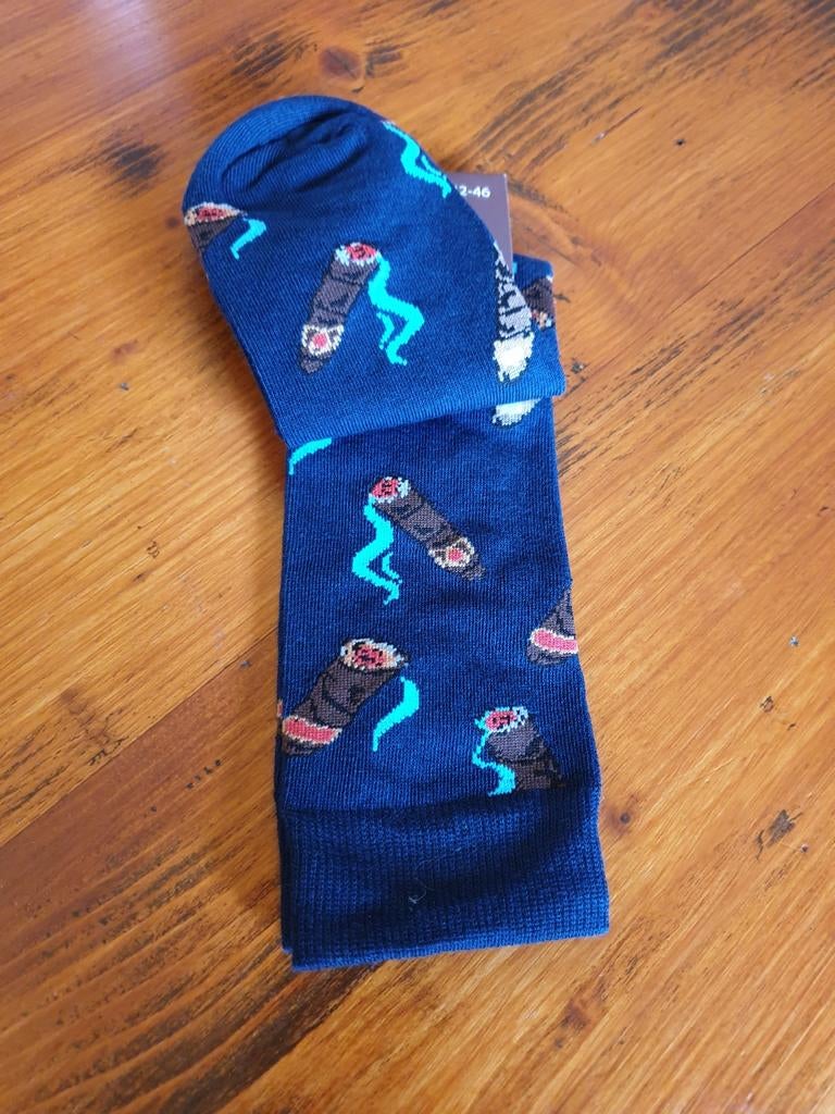 Sokken met sigarenprint - Maat 39-41, Blauw, Nieuw, Ophalen of Verzenden, Maat 39 t/m 42