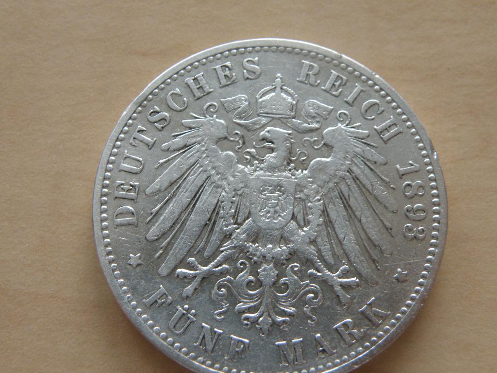 Duitsland 5 Mark zilver 1893 Albert von Sachsen, Verzenden, Duitsland, Losse munt, Zilver