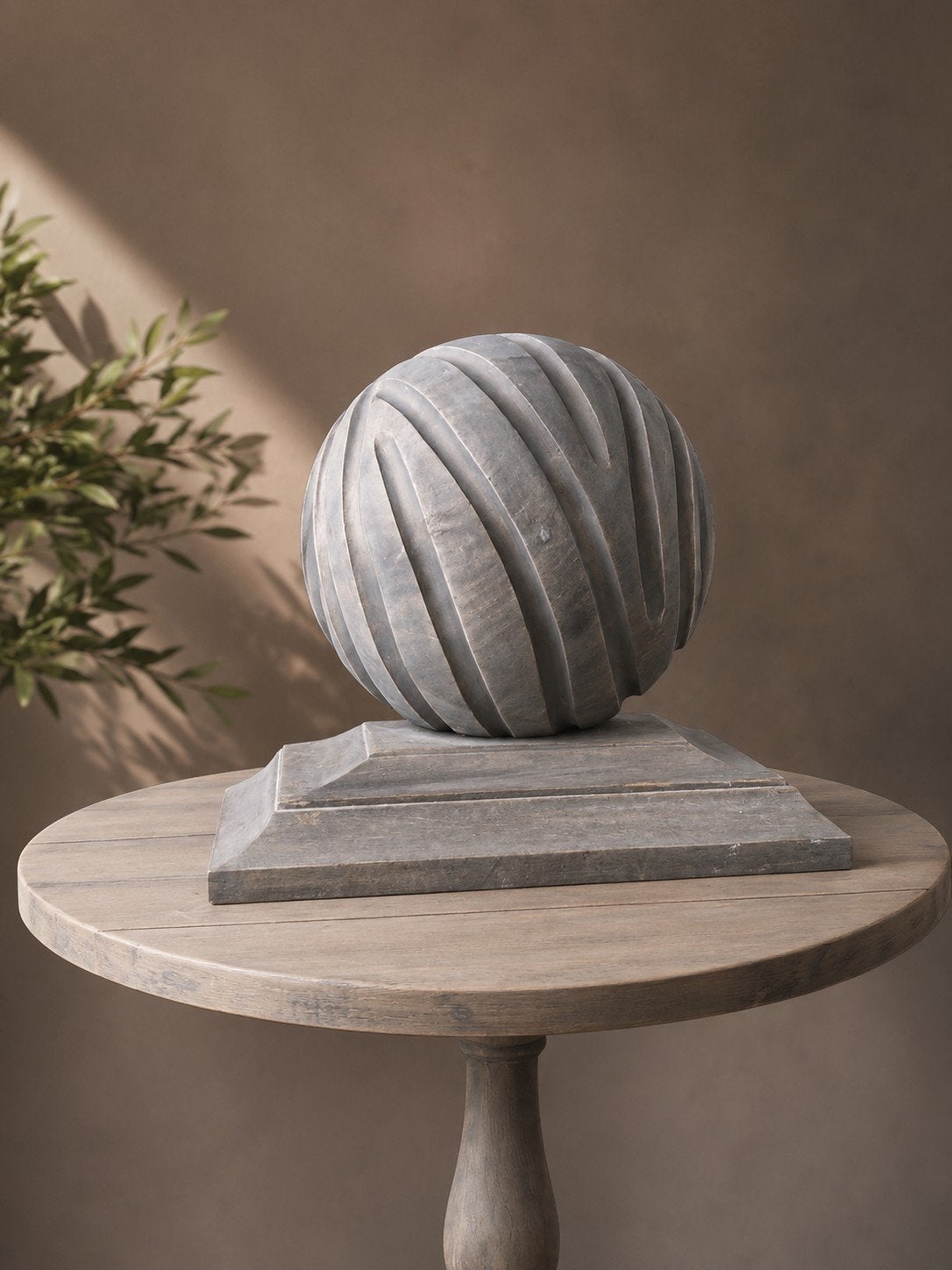 Hoffz Houten Ornament - Decoratieve Bol op Voet, Huis en Inrichting, Hout, Gebruikt, Ophalen of Verzenden, Landelijk
