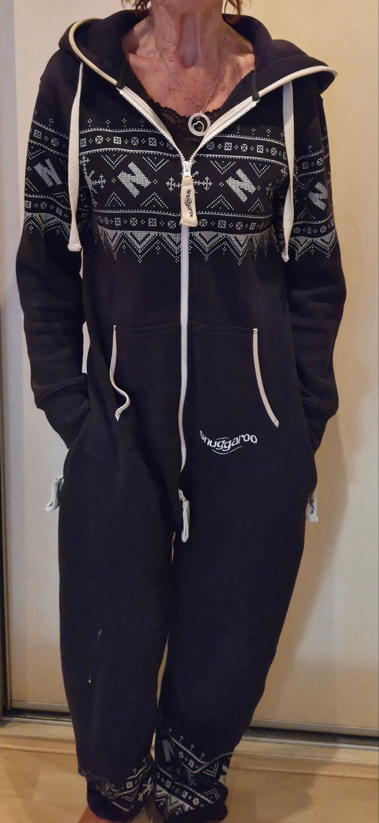 Snuggaroo Onesie - Maat M - Zwart met wit patroon, Maat 38/40 (M), Zwart, Snuggaroo, Ophalen of Verzenden