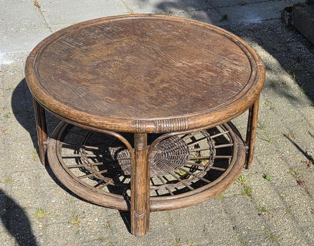 GRATIS: Rotan salontafel, Ophalen, Gebruikt, 100 tot 150 cm, Rond
