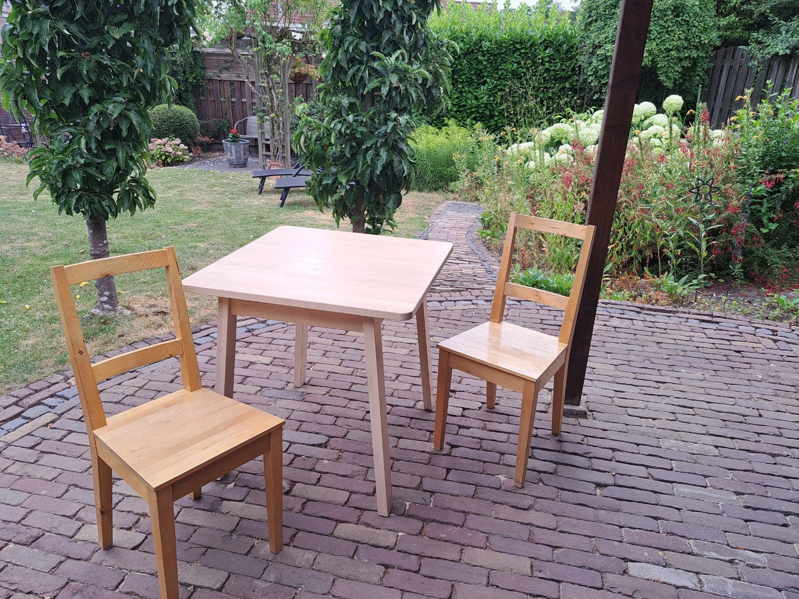IKEA  tafel met 2 stoelen, Ophalen, Gebruikt, 50 tot 100 cm, Vierkant