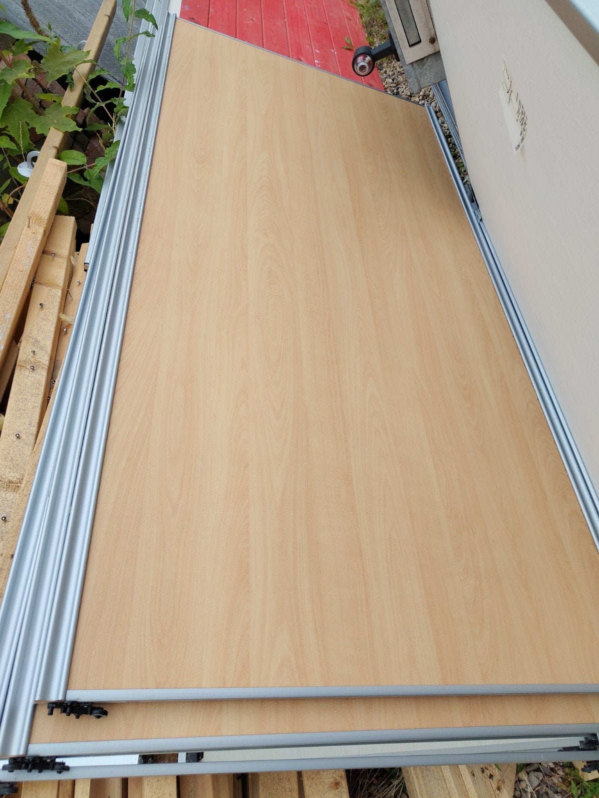 6x Houten schuifdeur met aluminium rails, Ophalen, Gebruikt, 80 tot 100 cm, Binnendeur