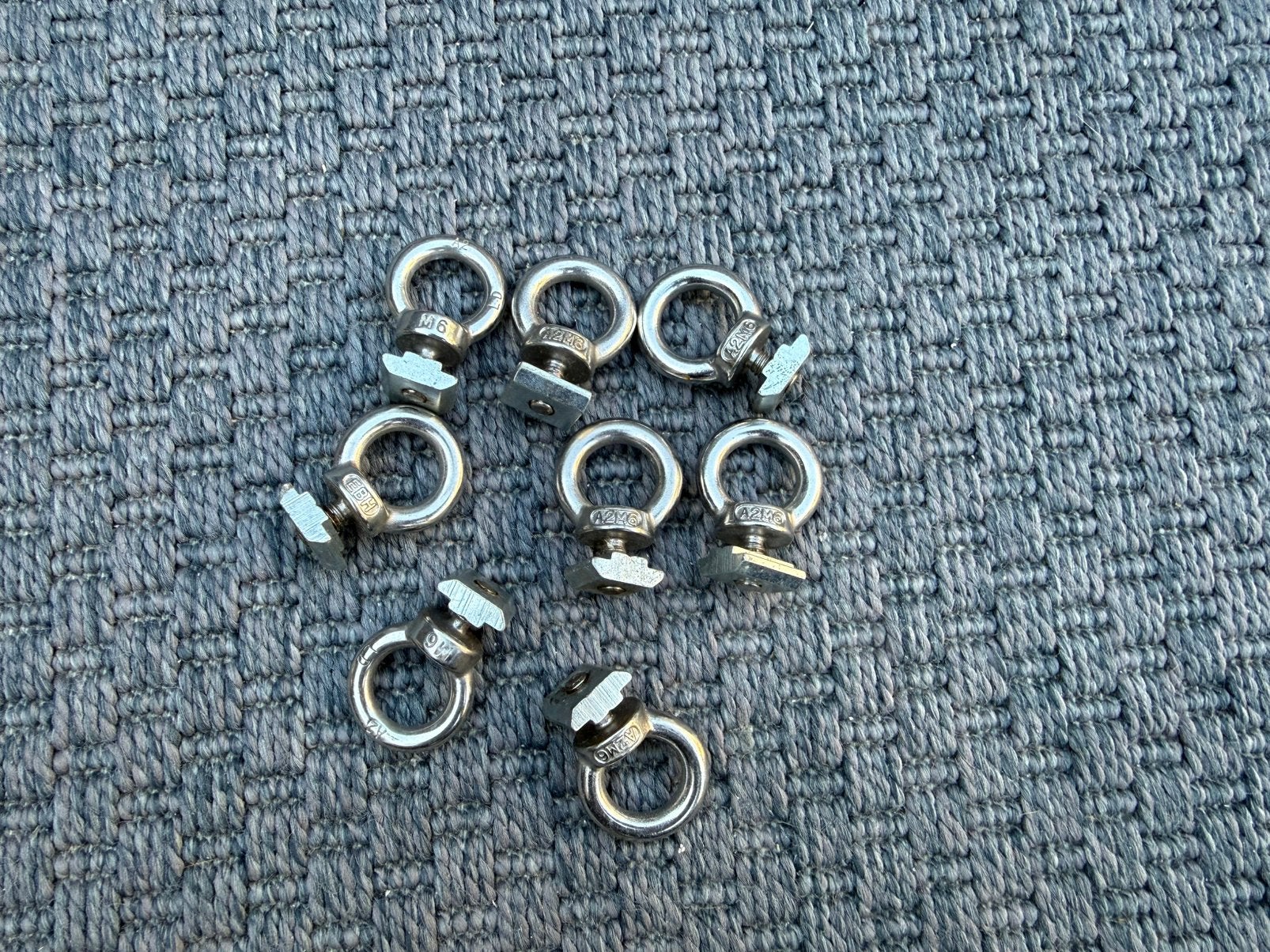 8x RVS M6 Sjorogen met T-moer (Dakdragers/Camper), Ophalen, Gebruikt