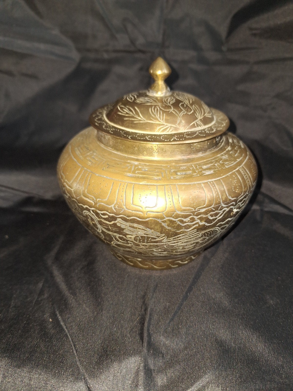 Antieke Oosterse Pot met Deksel - Koper Draak en Feniks, Ophalen, Koper