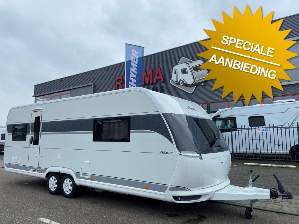 Hobby Prestige 650 UFF Queensbed, rondzit 2025, Caravans en Kamperen, Caravans, Rondzit, 7 tot 8 meter, Bedrijf, Overige typen