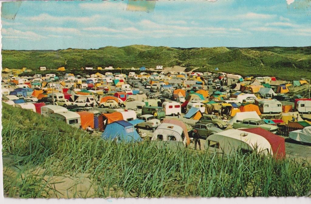 Zandvoort, onbekende camping met auto's, Ophalen of Verzenden, 1960 tot 1980, Gelopen, Noord-Holland