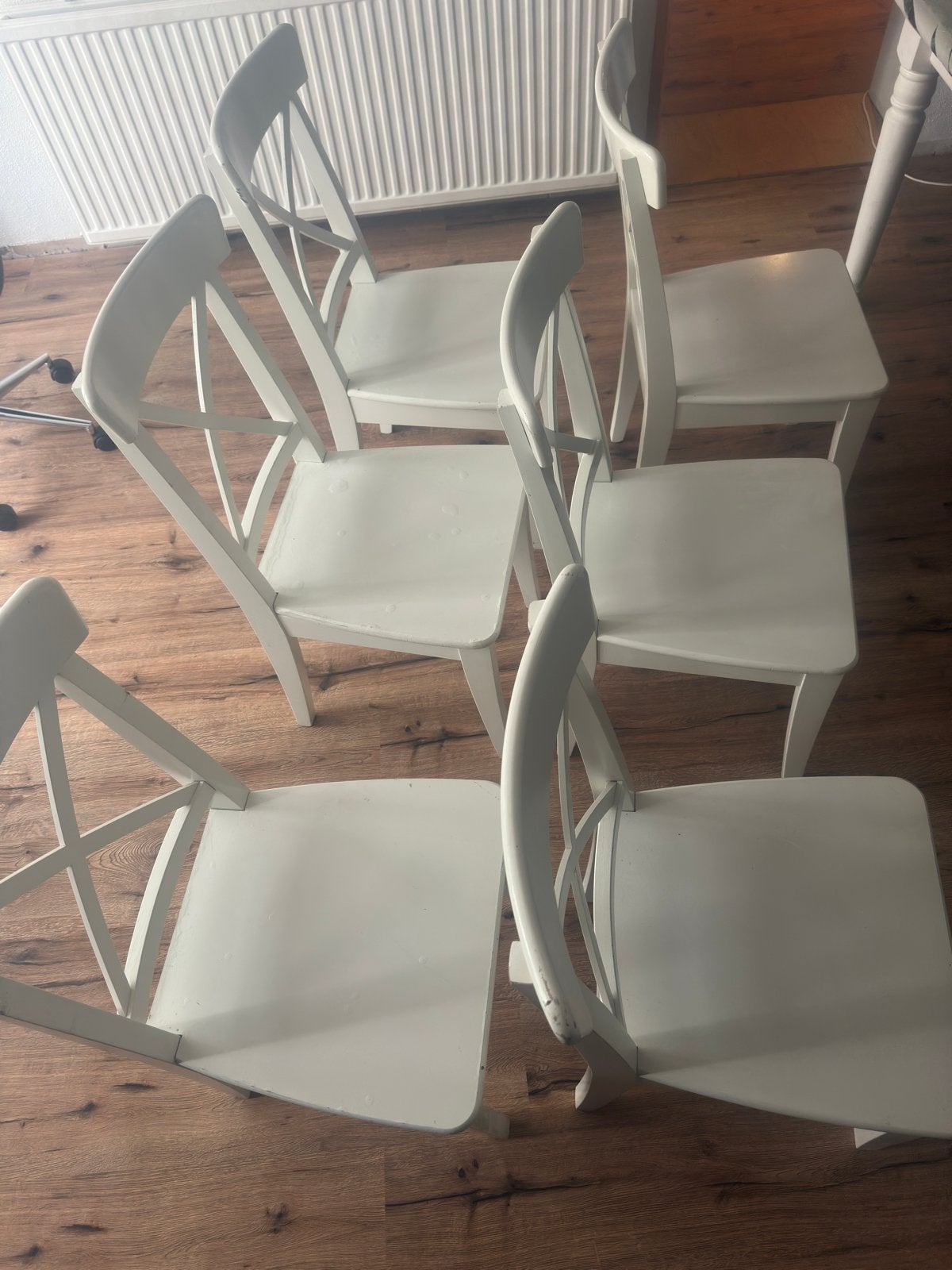 Eettafel met 6 stoelen, Ophalen, Gebruikt, 100 tot 150 cm, 50 tot 100 cm