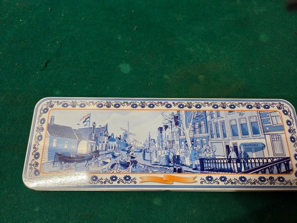 blik postcodeloterij delfts blauw, Verzamelen, Ophalen of Verzenden