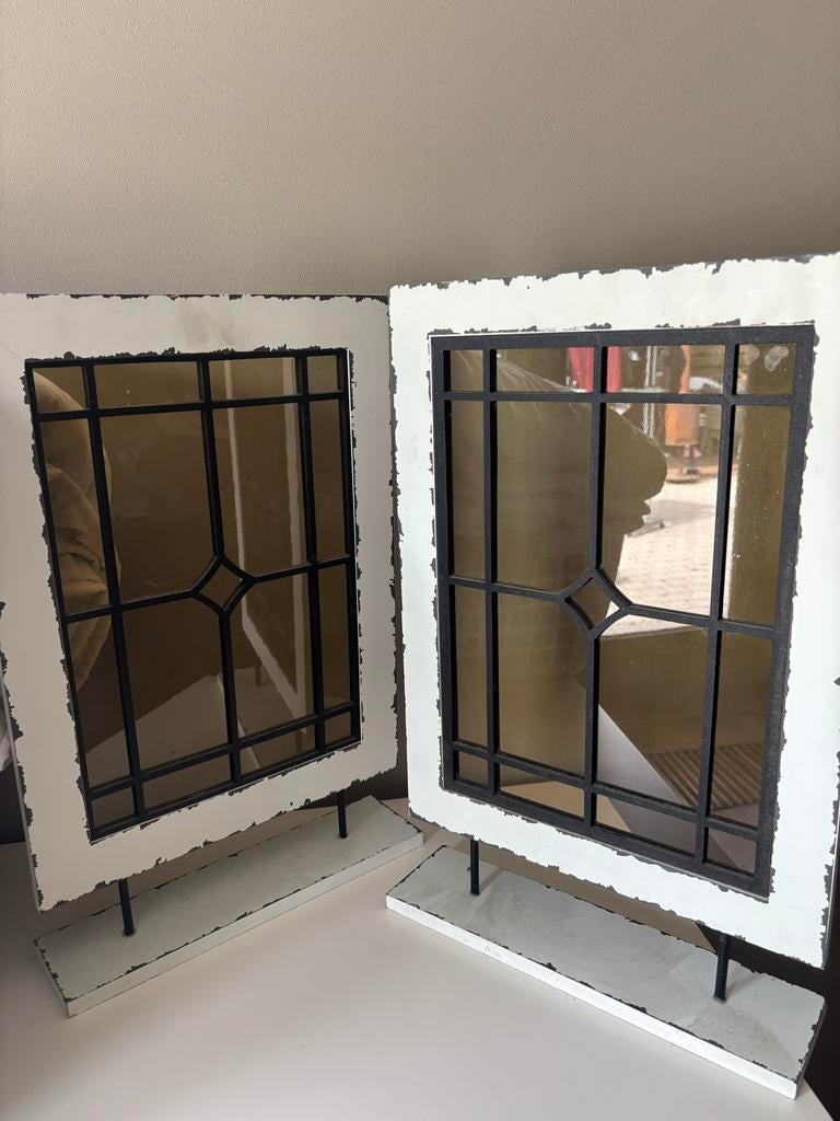Landelijke raam decoratie - Set van 2, Huis en Inrichting, Ophalen, Hout, Wit, Landelijk