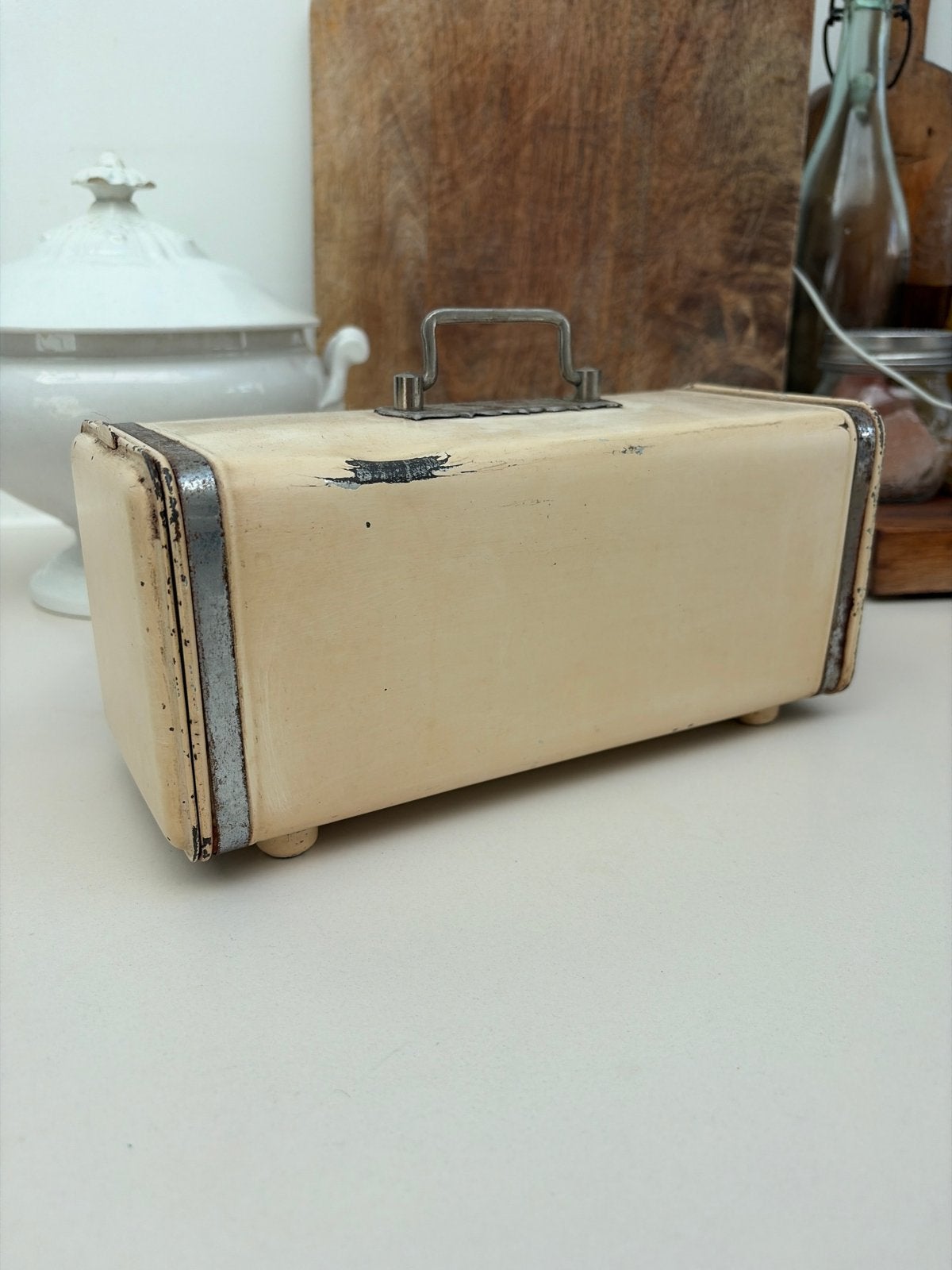 Vintage metalen opbergdoos peperkoekdoos, Antiek en Kunst, Ophalen of Verzenden
