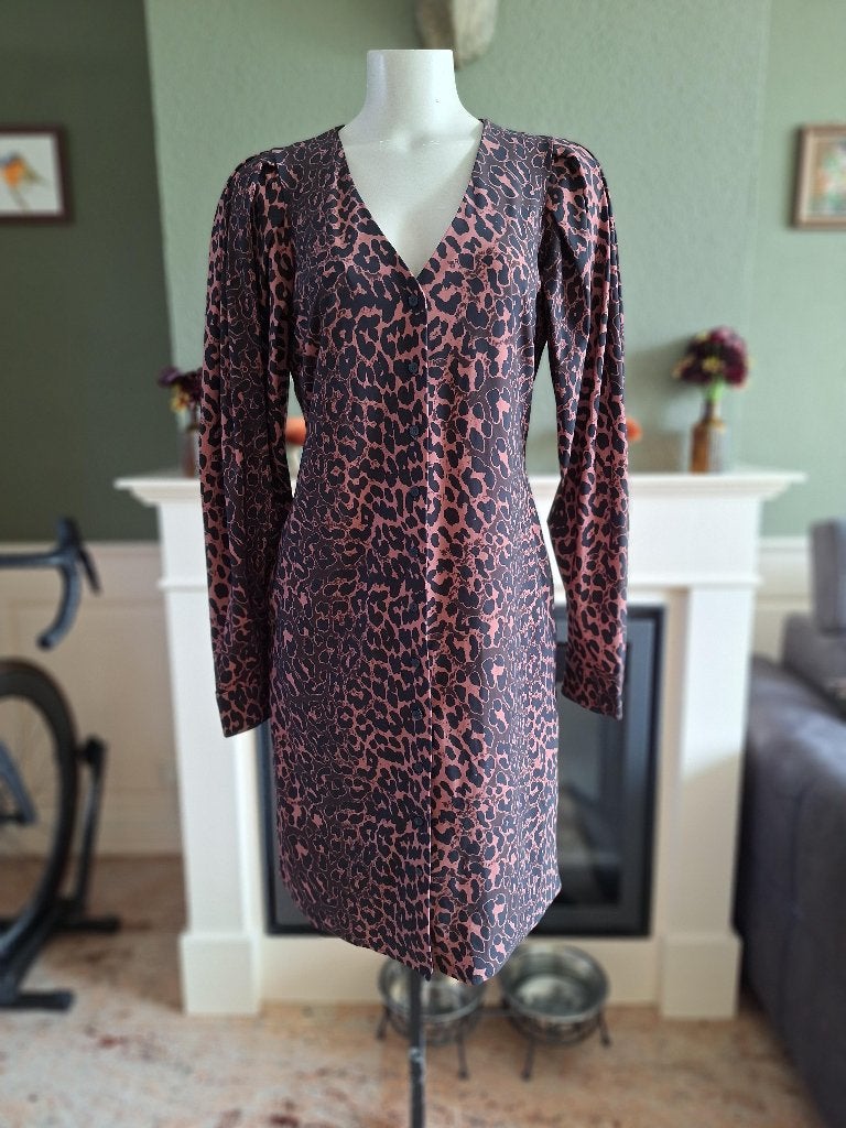 Studio Anneloes travelstof panter blouse jurk S 36, Verzenden, Zo goed als nieuw, Knielengte, Maat 36 (S)
