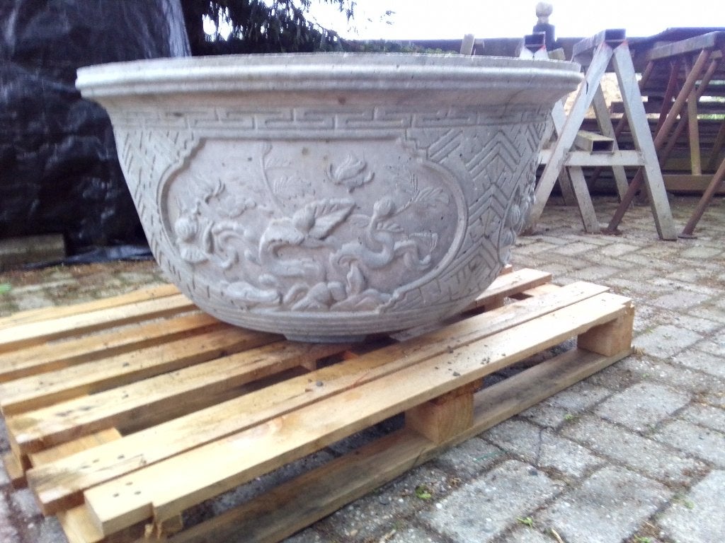 Xxl nieuwe grote unieke betonnen bloempot 90 cm, Tuin en Terras, Ophalen, 40 cm of meer, Rond, Nieuw