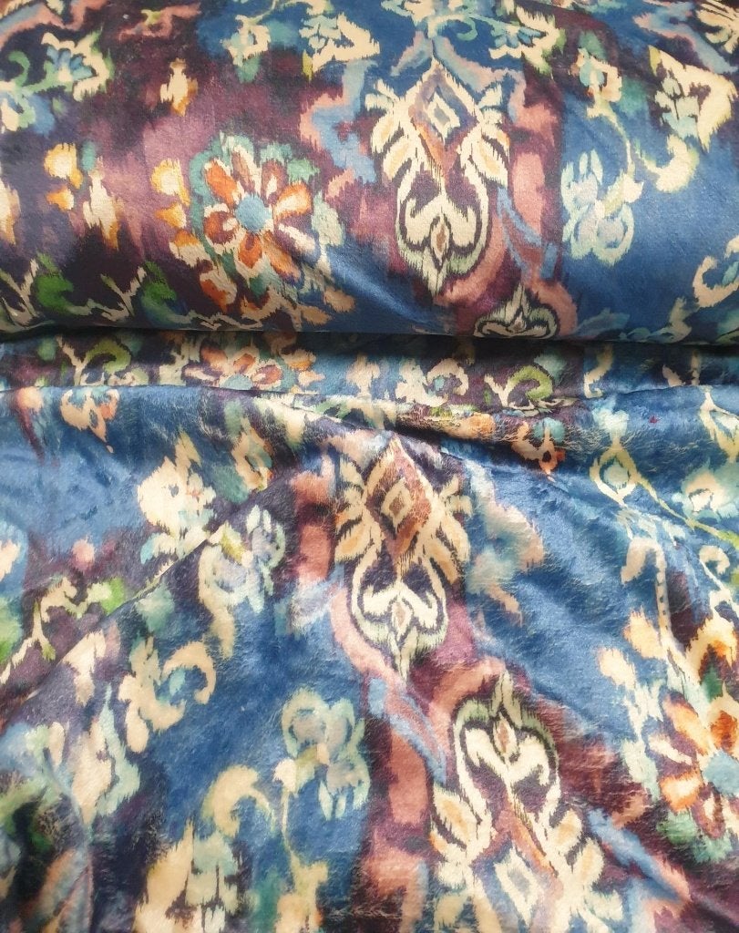 fur velours blauw (11513), Overige materialen, Blauw, 120 cm of meer, Ophalen of Verzenden