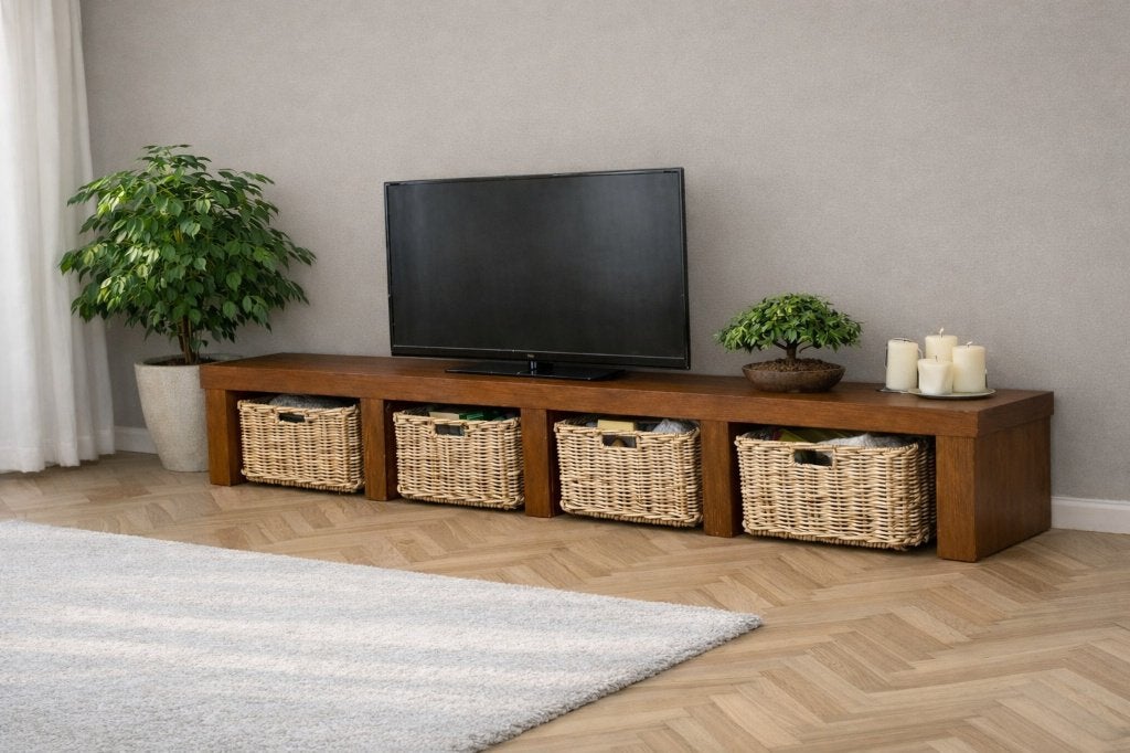 Uniek massief grenen tvmeubel/dressoir of bank.Zonder manden, Ophalen, Gebruikt, 200 cm of meer, Grenenhout