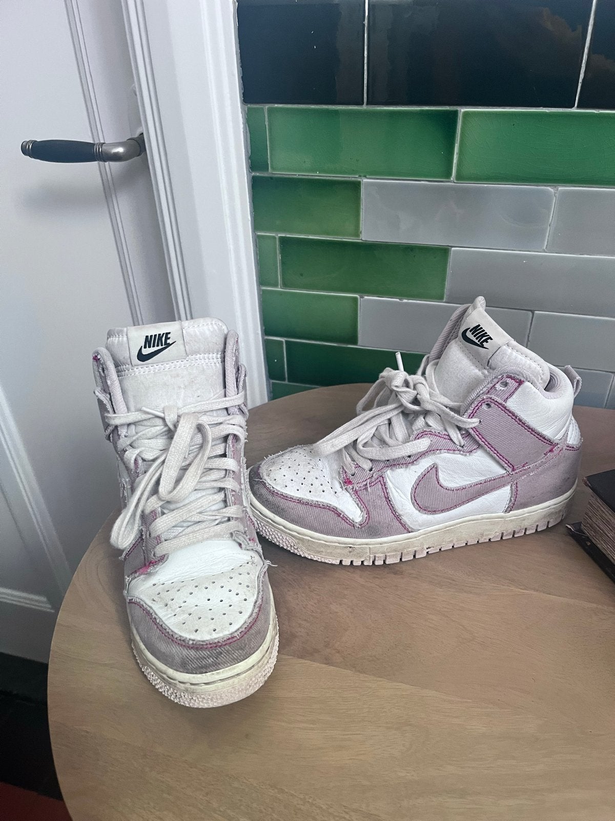 Nike Dunk High sneakers - Gedragen mt 36, Ophalen, Gedragen, Wit, Sneakers of Gympen