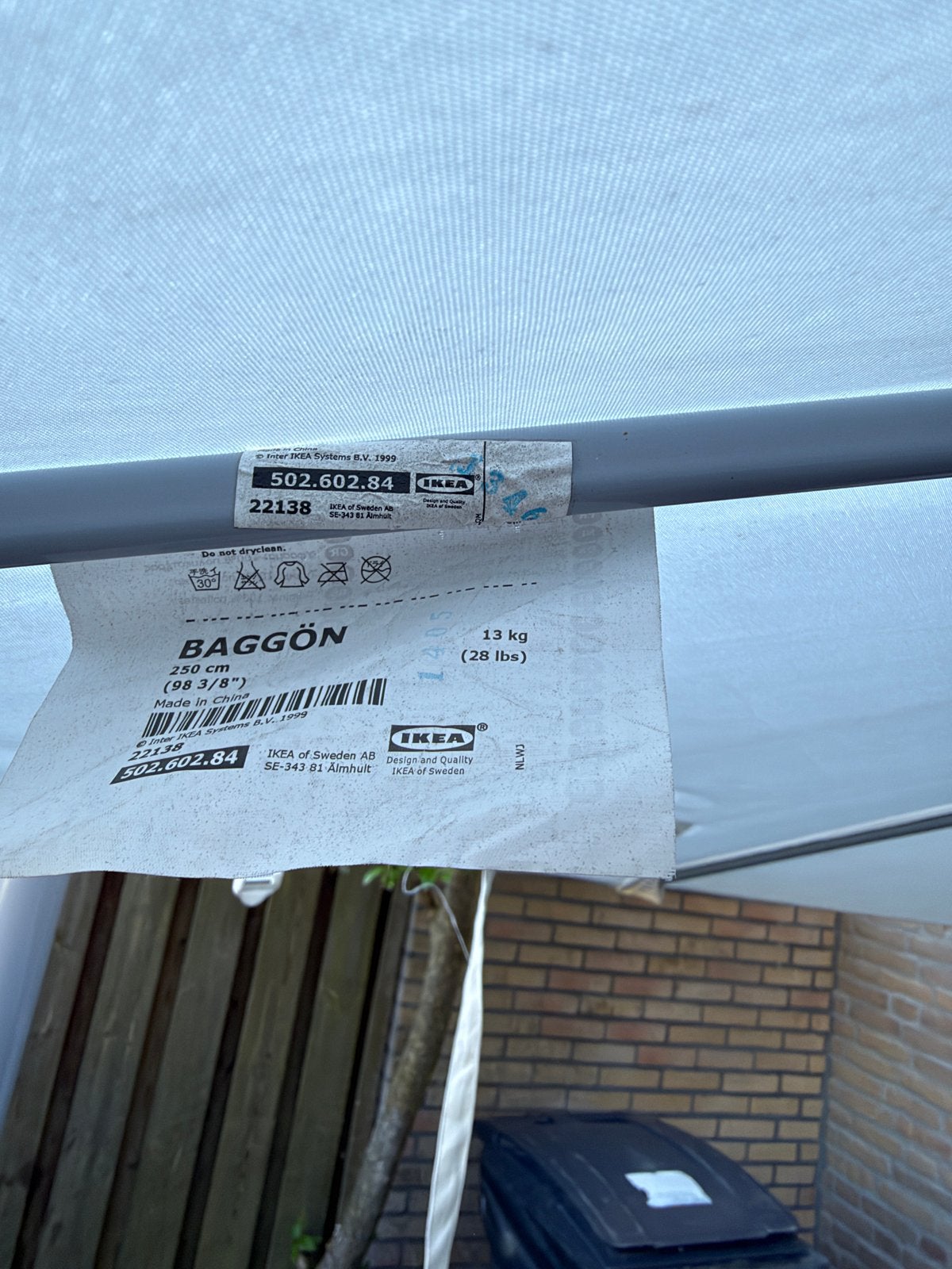 Ikea BAGGÖN parasol met voet. t.e.a.b., Tuin en Terras, Ophalen, Gebruikt, 2 tot 3 meter, Stokparasol
