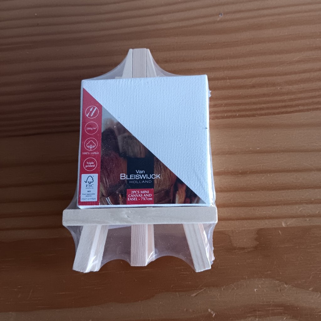 Mini Canvas en Ezel Set - 2 stuks - 7 x 7 cm. - nieuw, Ophalen of Verzenden, Nieuw, Doek