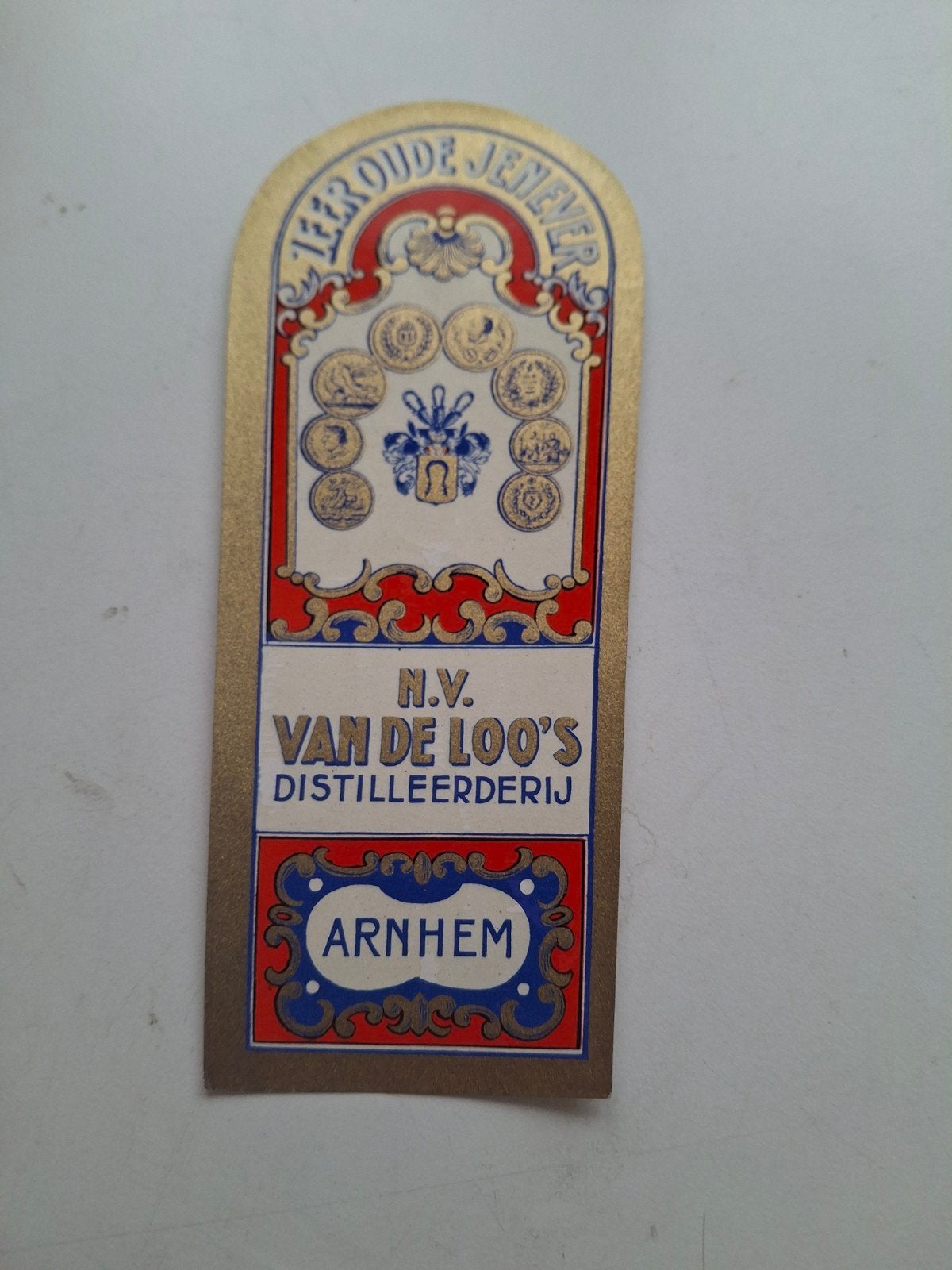 jenever etiket vd Loo Arnhem, Verzamelen, Merken en Reclamevoorwerpen, Ophalen of Verzenden, Overige typen