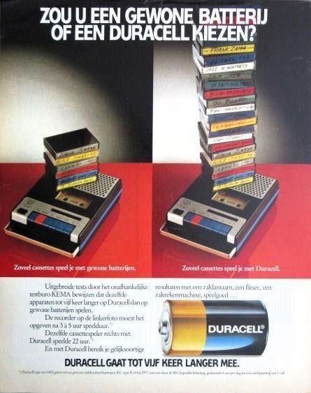 5 vintage advertenties Duracell batterij 71-81 batterijen, Verzamelen, Merken en Reclamevoorwerpen, Ophalen of Verzenden, Gebruikt
