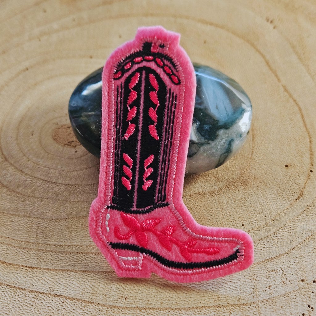 Strijk embleem applicatie Patch roze cowboy laars, D, Nieuw, Ophalen of Verzenden, D