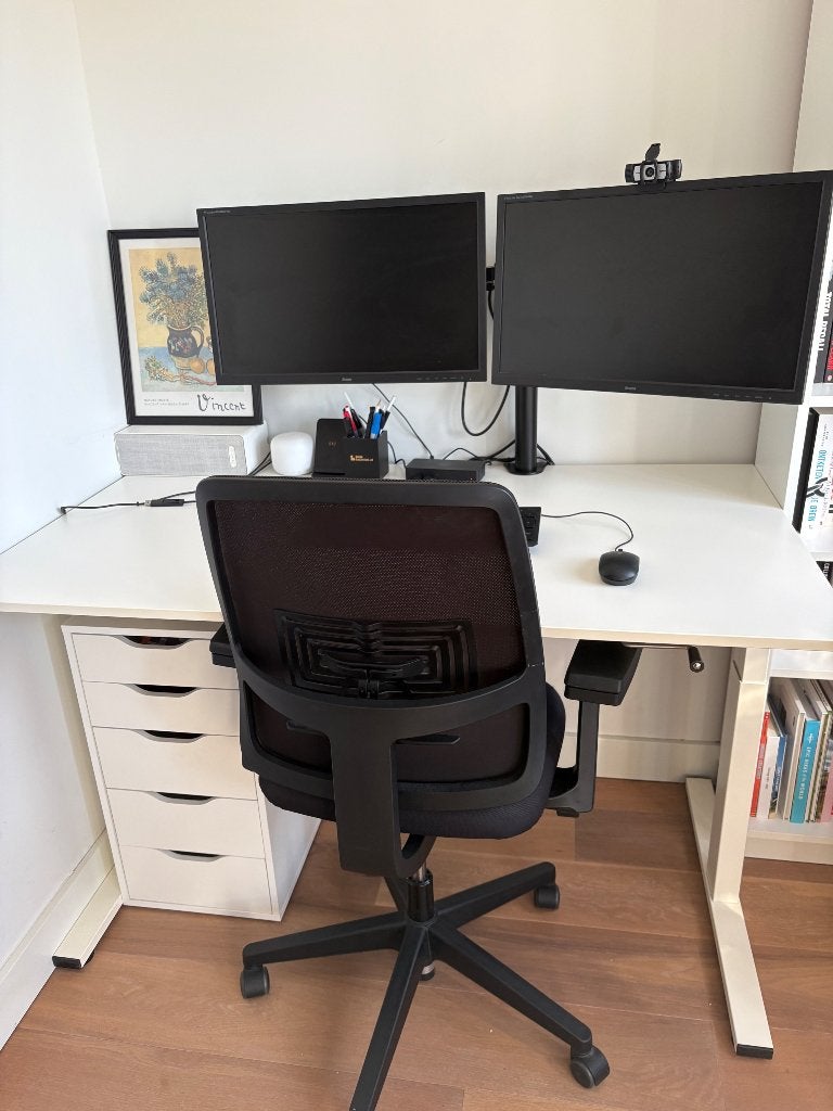Bureau + ladekast en bureaustoel, Huis en Inrichting, Ophalen, Gebruikt, In hoogte verstelbaar, Computerbureau