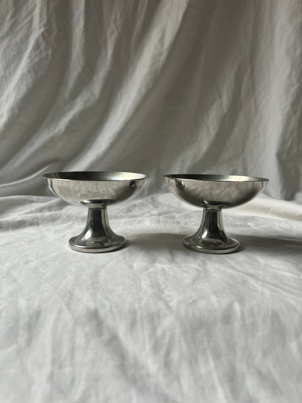 Vintage Italiaanse Alfra Alessi design ijscoupes set van 2, Ophalen, Metaal, Vintage, Kom(men)