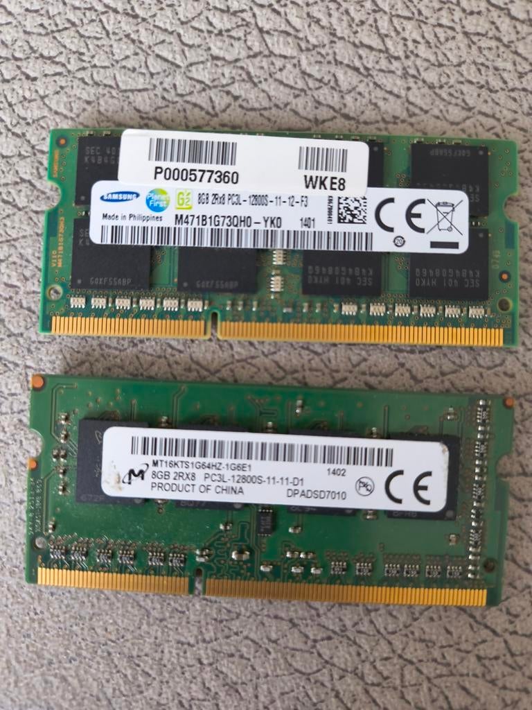 2x 8GB DDR3 RAM Geheugen voor Laptop (16GB Totaal), Computers en Software, RAM geheugen, 8 GB, DDR3, Ophalen of Verzenden, Zo goed als nieuw