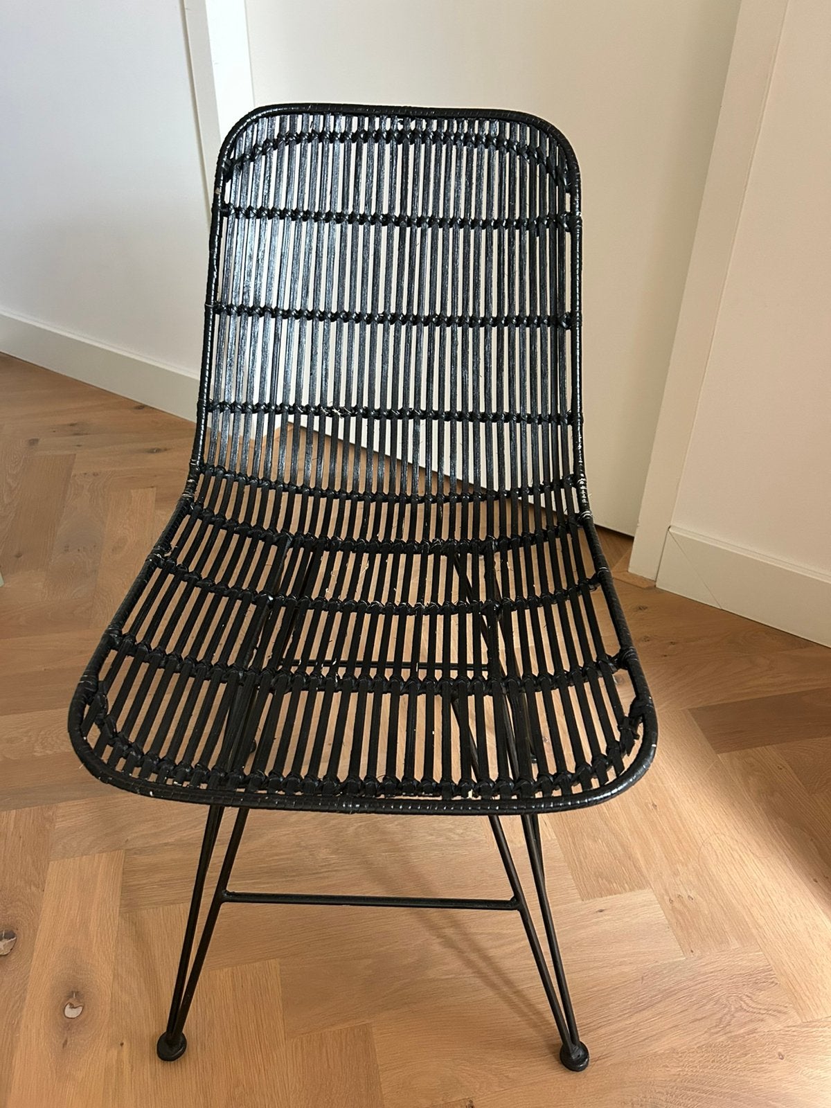 HKliving Rotan Stoel zwart, Ophalen, Gebruikt, Zwart, Riet of Rotan