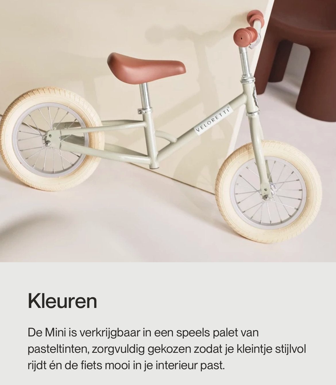 Veloretti mini loopfiets loopfietsje pastel groen, Fietsen en Brommers, Fietsen | Kinderfietsjes, Ophalen of Verzenden, Gebruikt