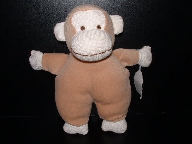 HELLO WORLD AAP VELOURS BEIGE MET WITTE BLOKJESSTOF, Verzenden, Nieuw, Overige typen