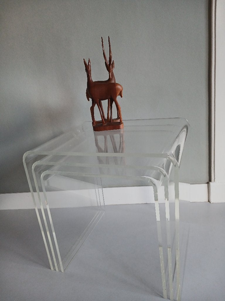 Plexiglas Mimiset, Bijzettafeltjes - Vintage jaren 60-70, Minder dan 45 cm, Gebruikt, Vintage, Spage Age, Ophalen of Verzenden
