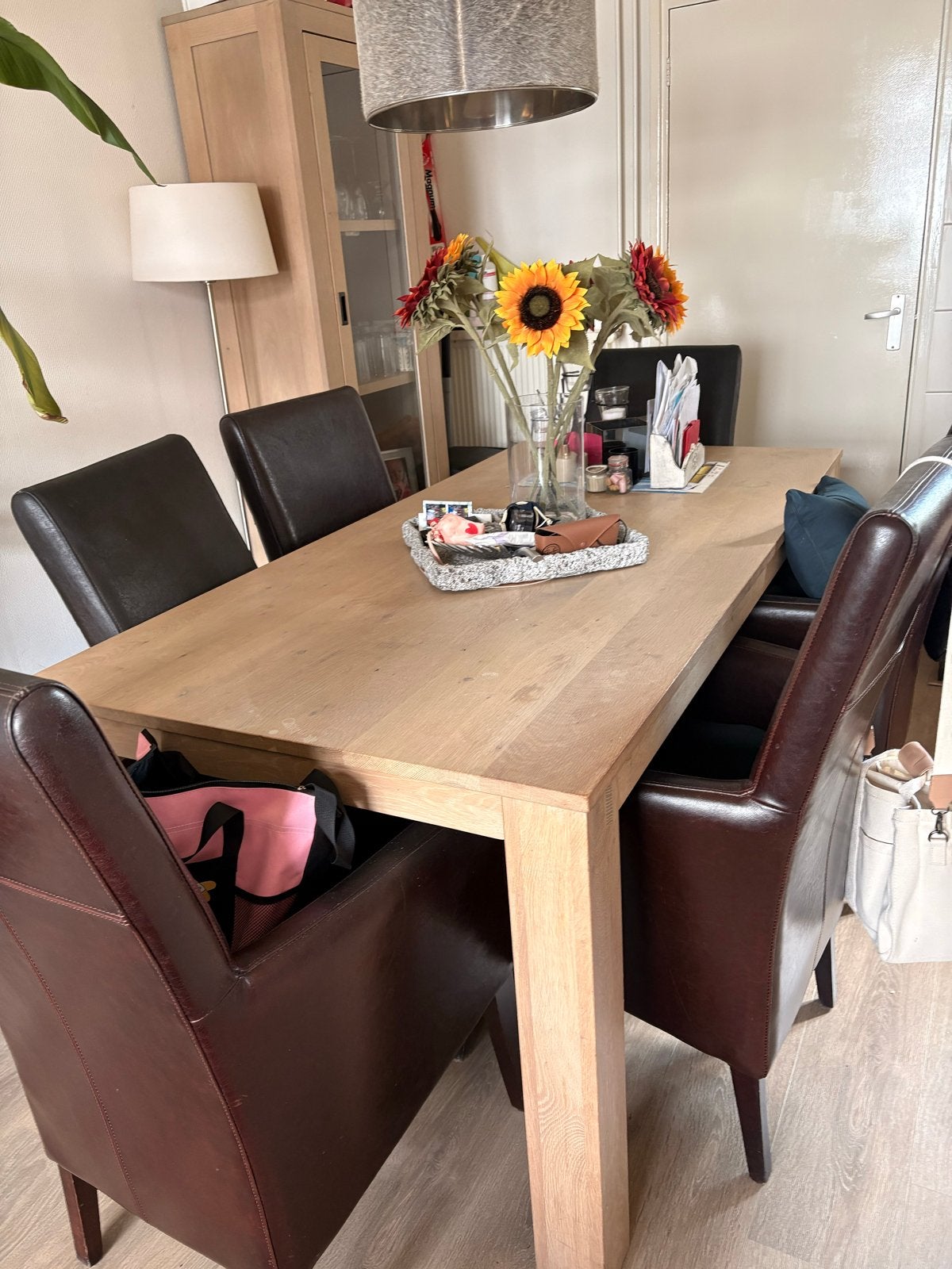 Robuuste eiken eettafel en salontafel, Huis en Inrichting, Ophalen, Gebruikt, 100 tot 150 cm, Eikenhout