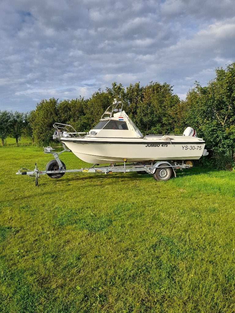 kajuit/ vis/tourboot JUMBO 475, Watersport en Boten, Elektrische start, Zo goed als nieuw, Ophalen, 50 cm