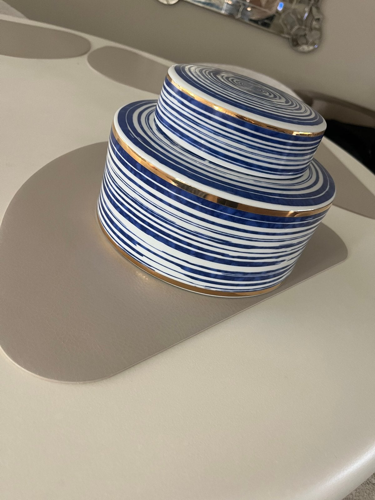Decoratieve pot van Vanroon, 25 cm, zo goed als nieuw, Ophalen, Zo goed als nieuw, Blauw, Modern