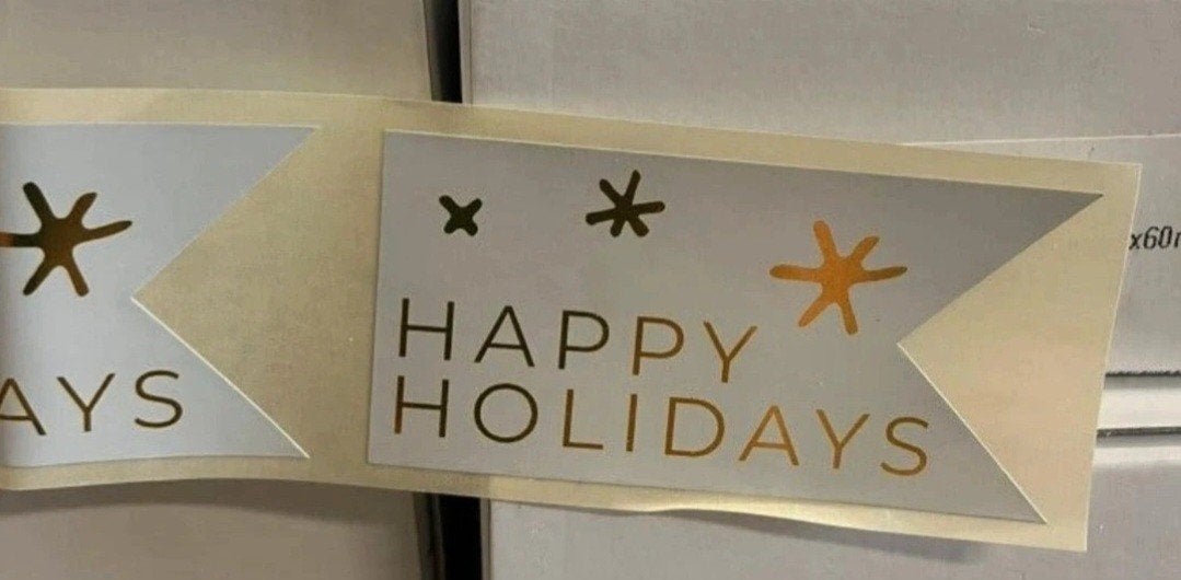 🌲Nieuw,Luxe Sluitstickers Kerst, Happy Holidays 500 op rol, Hobby en Vrije tijd, Verzenden, Nieuw, Meerdere stickers