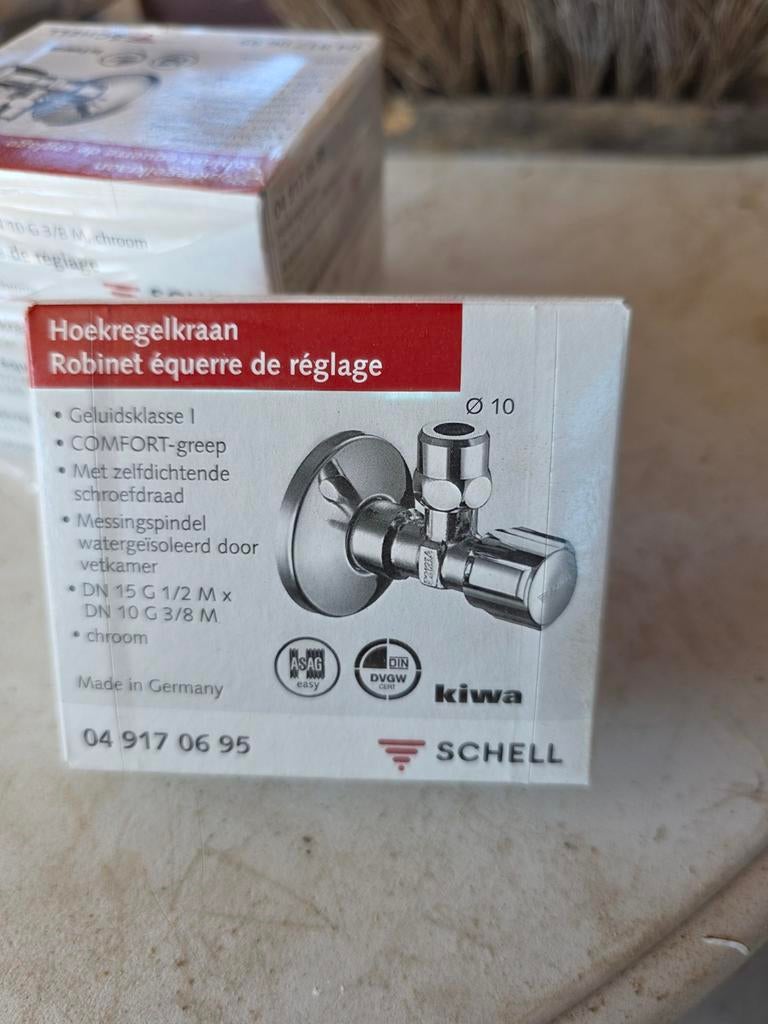Hoekstopkraan Chroom - Schell - Nieuw in verpakking, Ophalen of Verzenden, Nieuw, Koper, Kraan
