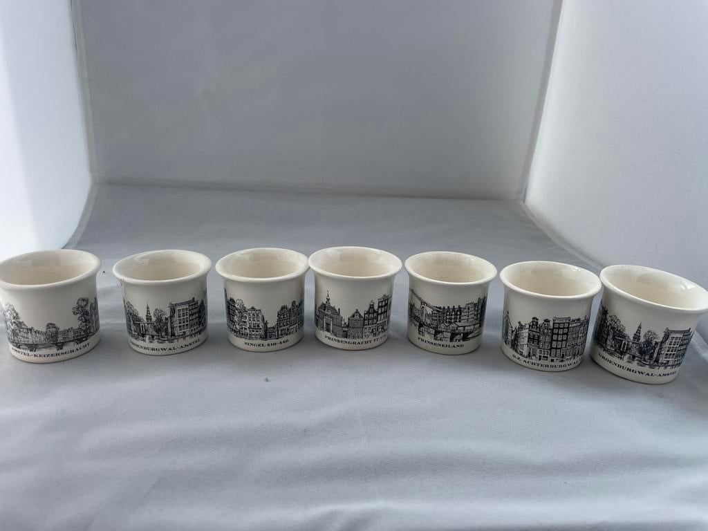 Set van 7 Villeroy & Boch Amsterdam grachtenpand shotglaasje, Ophalen of Verzenden