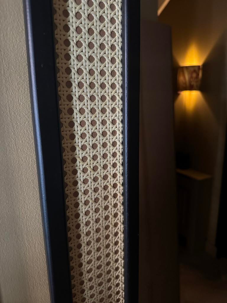 Ovale spiegel van Loods5 met rotan, Huis en Inrichting, Woonaccessoires | Spiegels, Ophalen, Minder dan 50 cm, Gebruikt, 100 tot 150 cm