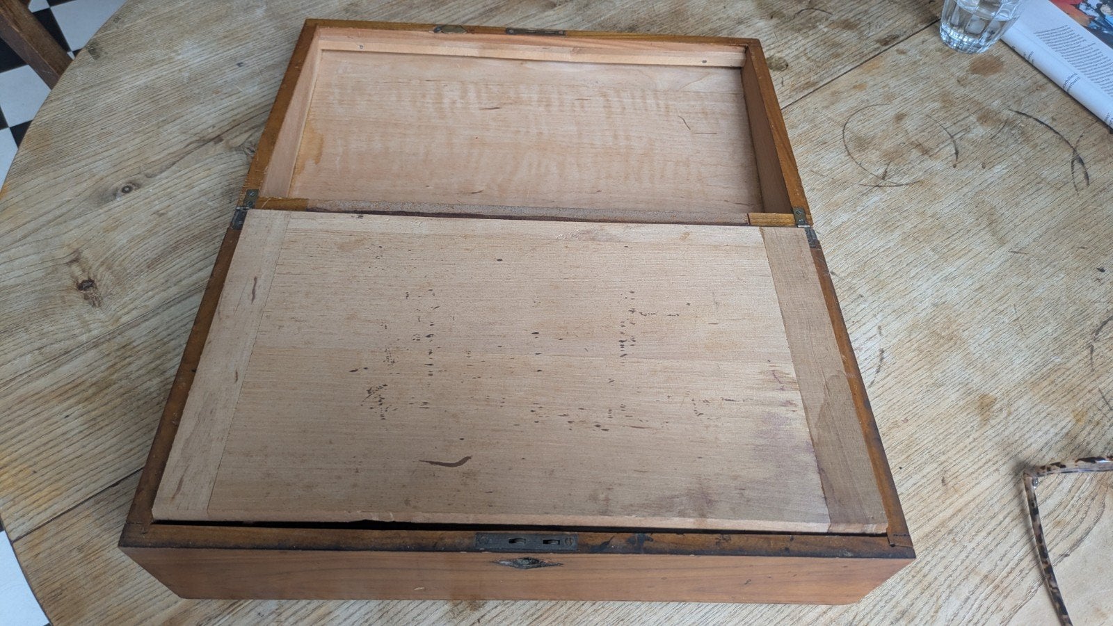 Antieke houten schrijfkist met helling - Project - Heeft aan, Ophalen of Verzenden