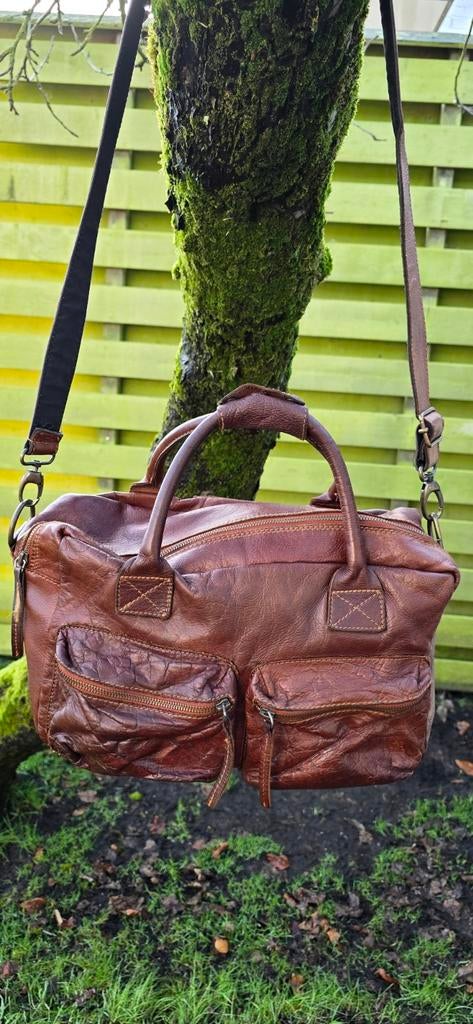Vintage leren tas Petrol - Stoer en praktisch, Ophalen of Verzenden, Zo goed als nieuw, Bruin, Handtas