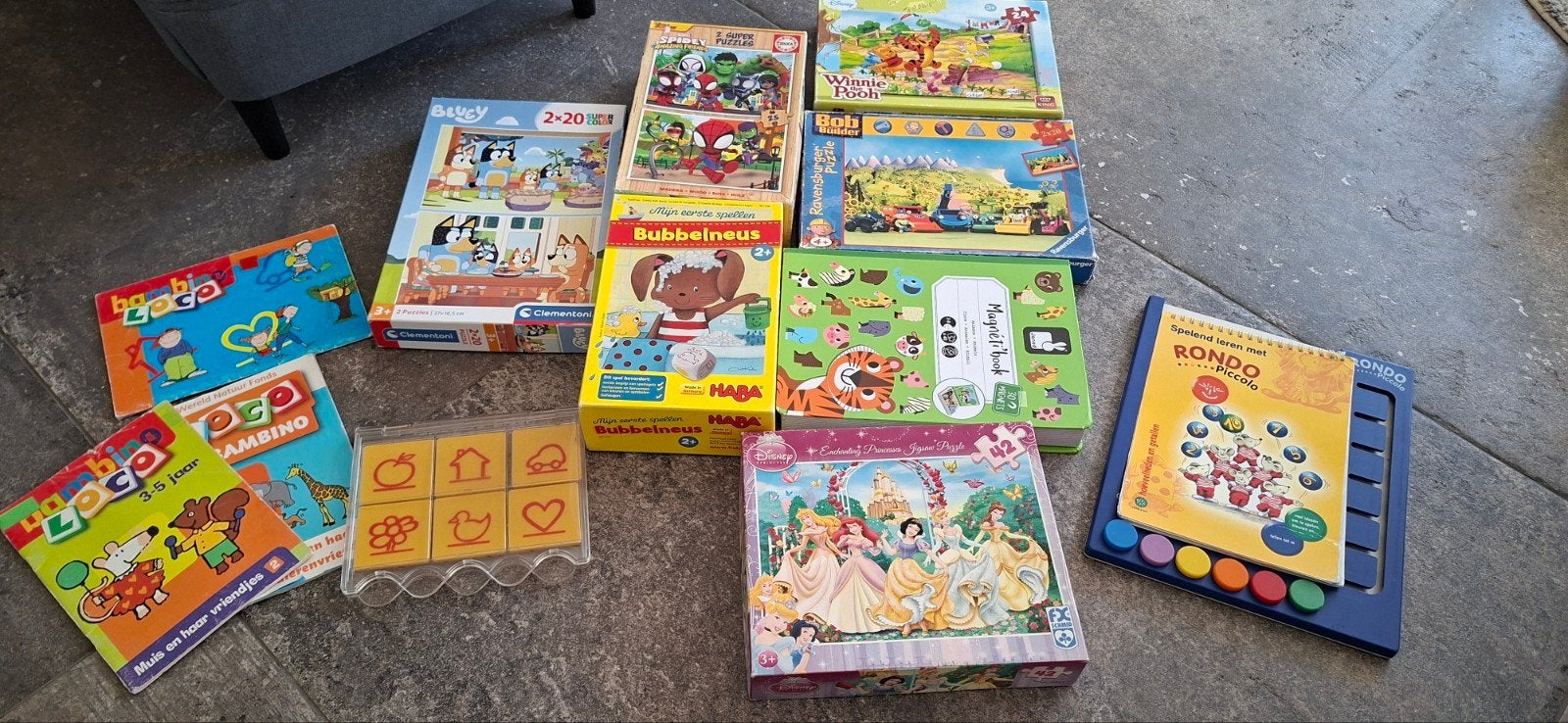 Grote stapel peuter/kleuterspellen en puzzels, Ophalen of Verzenden, Meer dan 50 stukjes, Gebruikt, 2 tot 4 jaar