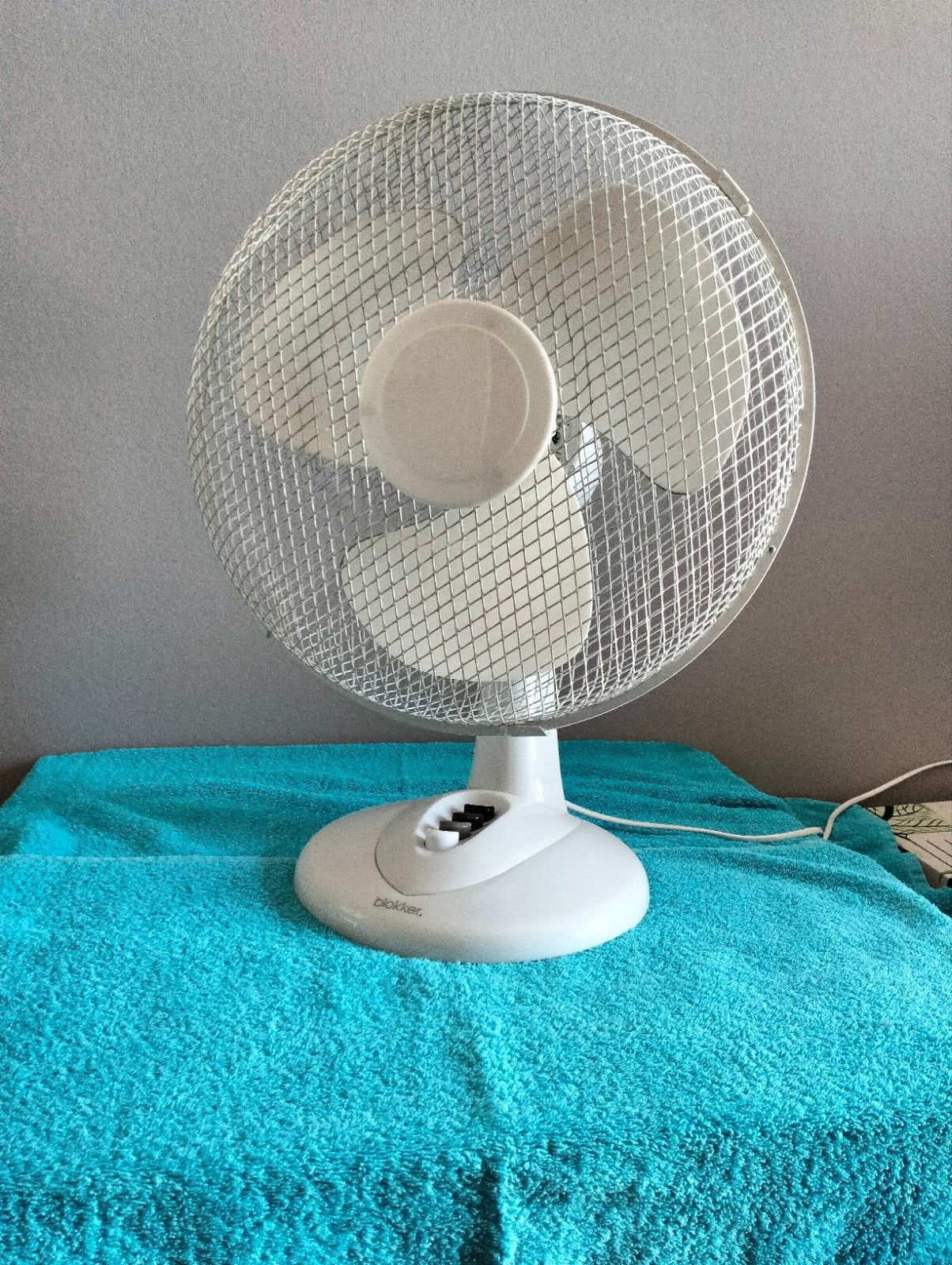 Tafelventilator 35 cm-3 snelheden, zwenkbaar, hoogte instel, Ophalen of Verzenden, Gebruikt, Tafelventilator