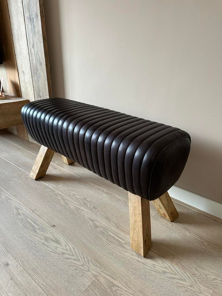 Toffe Leren bank | hocker | turnbok - NIEUW in doos!, Ophalen, Nieuw, Overige materialen