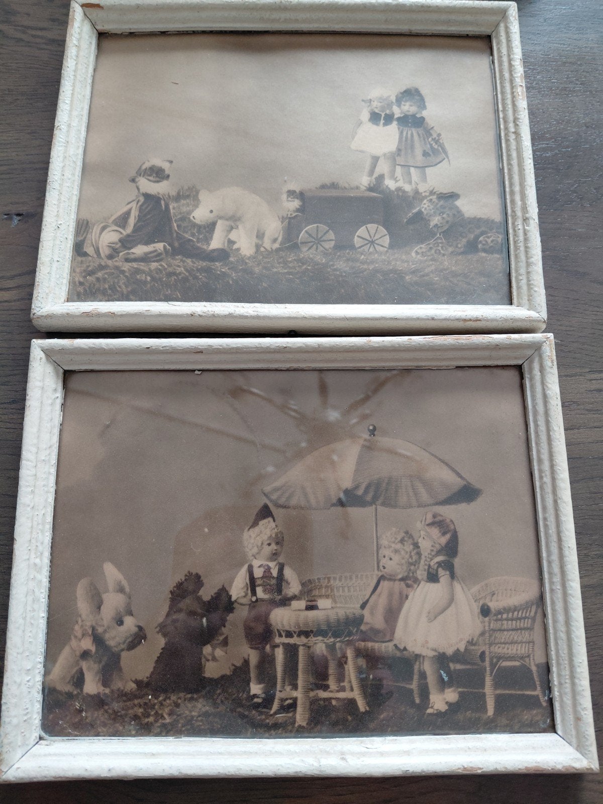 2 brocante vintage prenten - plaatjes in lijstjes., Antiek en Kunst, Ophalen