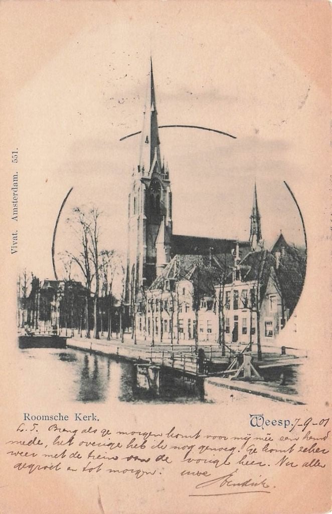 702-349-035 Roomsche Kerk Weesp, Verzamelen, Ansichtkaarten | Nederland, Verzenden, Voor 1920, Noord-Holland