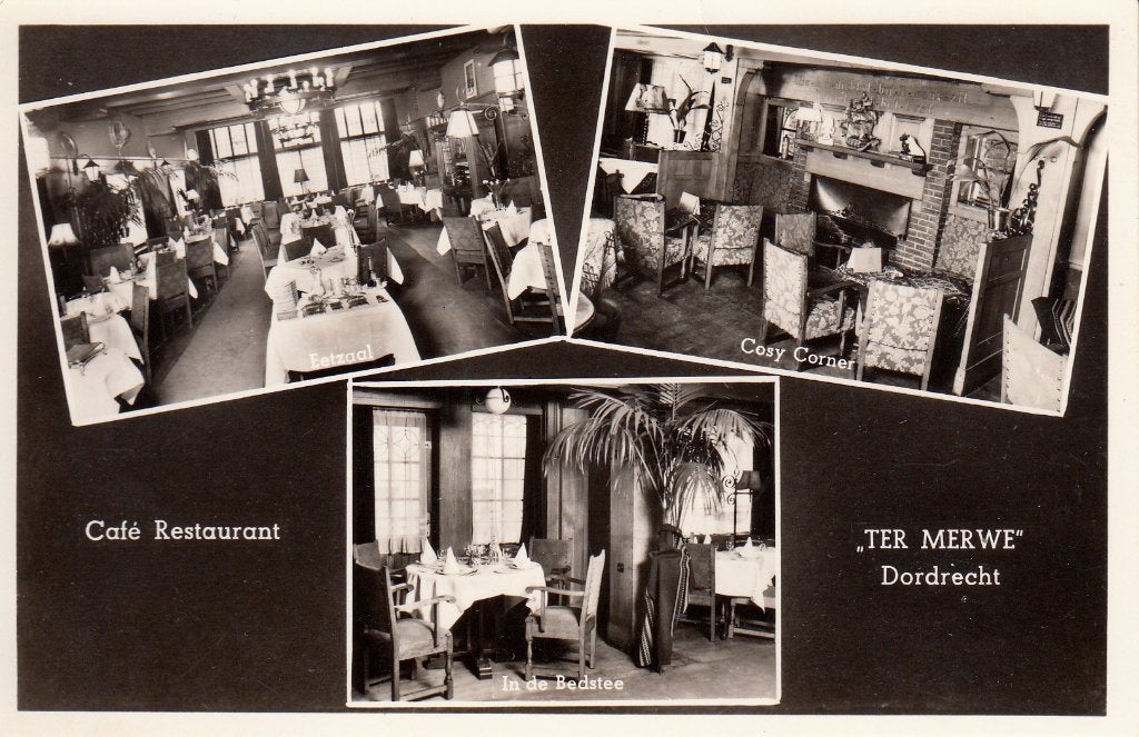 Dordrecht  -  interieur Café Restaurant " Ter Merwe ", Ophalen of Verzenden, 1940 tot 1960, Ongelopen, Zuid-Holland